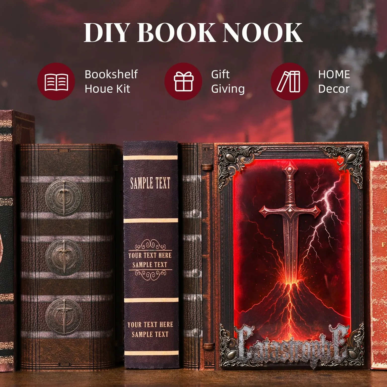 MiniCity Kit per angolo del libro, casa delle bambole Booknook libreria, decorazione magica fai da te in miniatura, kit per casa in miniatura con luci a LED, per adulti e ragazzi, per costruire un