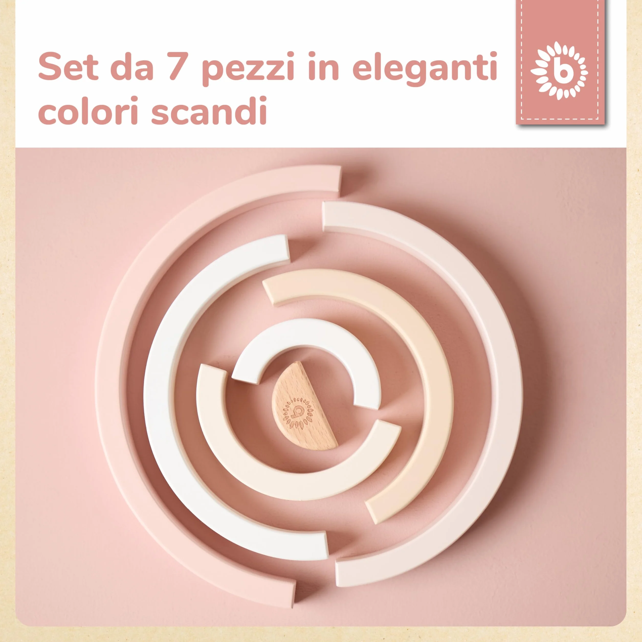 Bieco Ella, torre impilabile in legno per bambini, torre decorativa per giochi Montessori, impilabile a partire da 1 anno