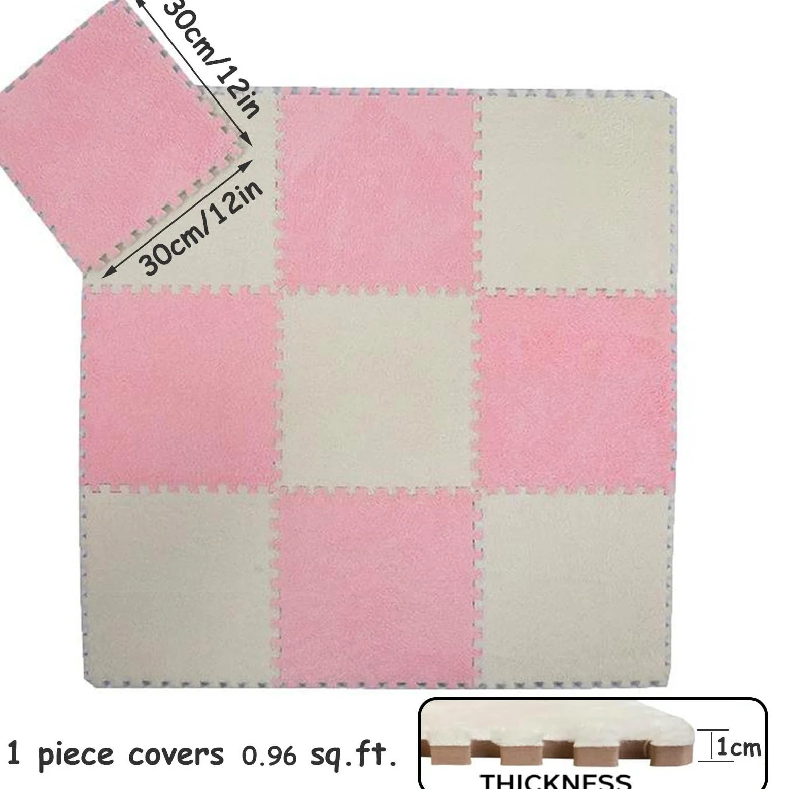 tappetini in schiuma, Confezione da 10 piastrelle puzzle for tappeti ad incastro, 30,5 x, cm, multicolore(Light Brown+white)