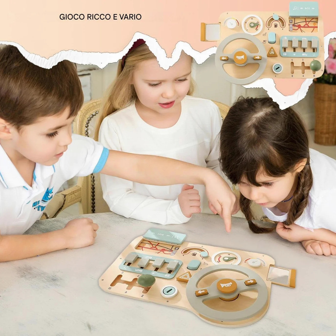 Generico Volante per Bambini Giocattoli Educativi di Guida in Legno | Antistress Giochi Sensoriali per Bambini Casa Aula Scuola Materna Feste Viaggi Compleanno