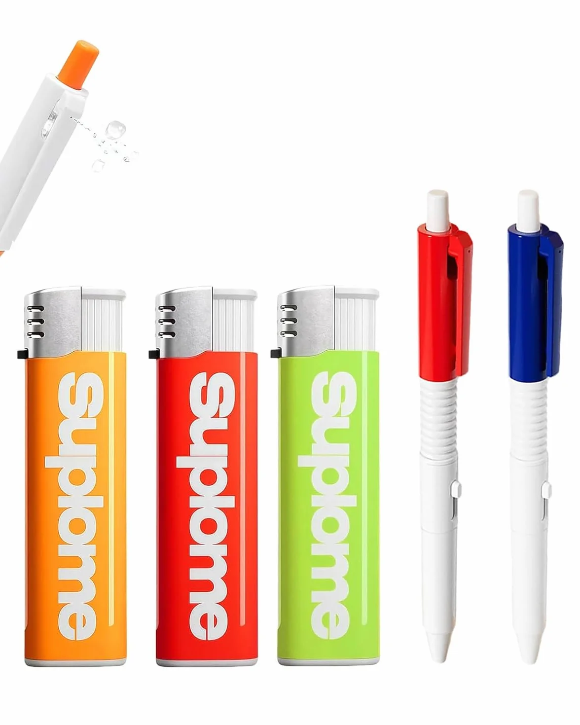 3 Pezzi Set di scherzi, Accendino a Pistola ad Acqua and Penna a pistola ad acqua, Giocattolo di Scherzo, Pistola a Spruzzo ad Acqua, Scherzi Divertenti, Piccoli Giocattoli
