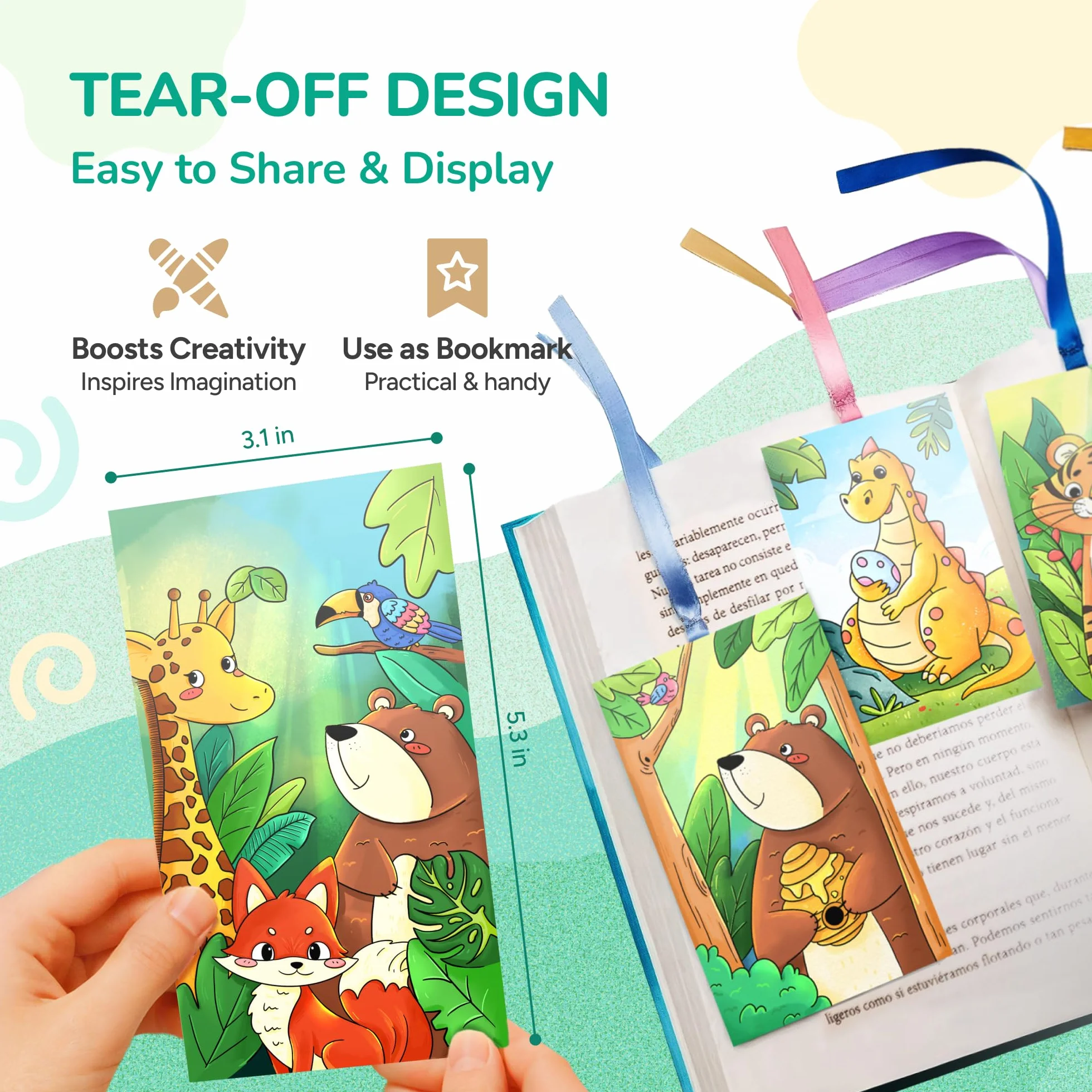 JoyCat Set 2 Libri da Colorare con Acquerelli per Bambini, Kit Creativo da Viaggio e Casa, Regali 3-8 Anni (Verde Chiaro & Verde)