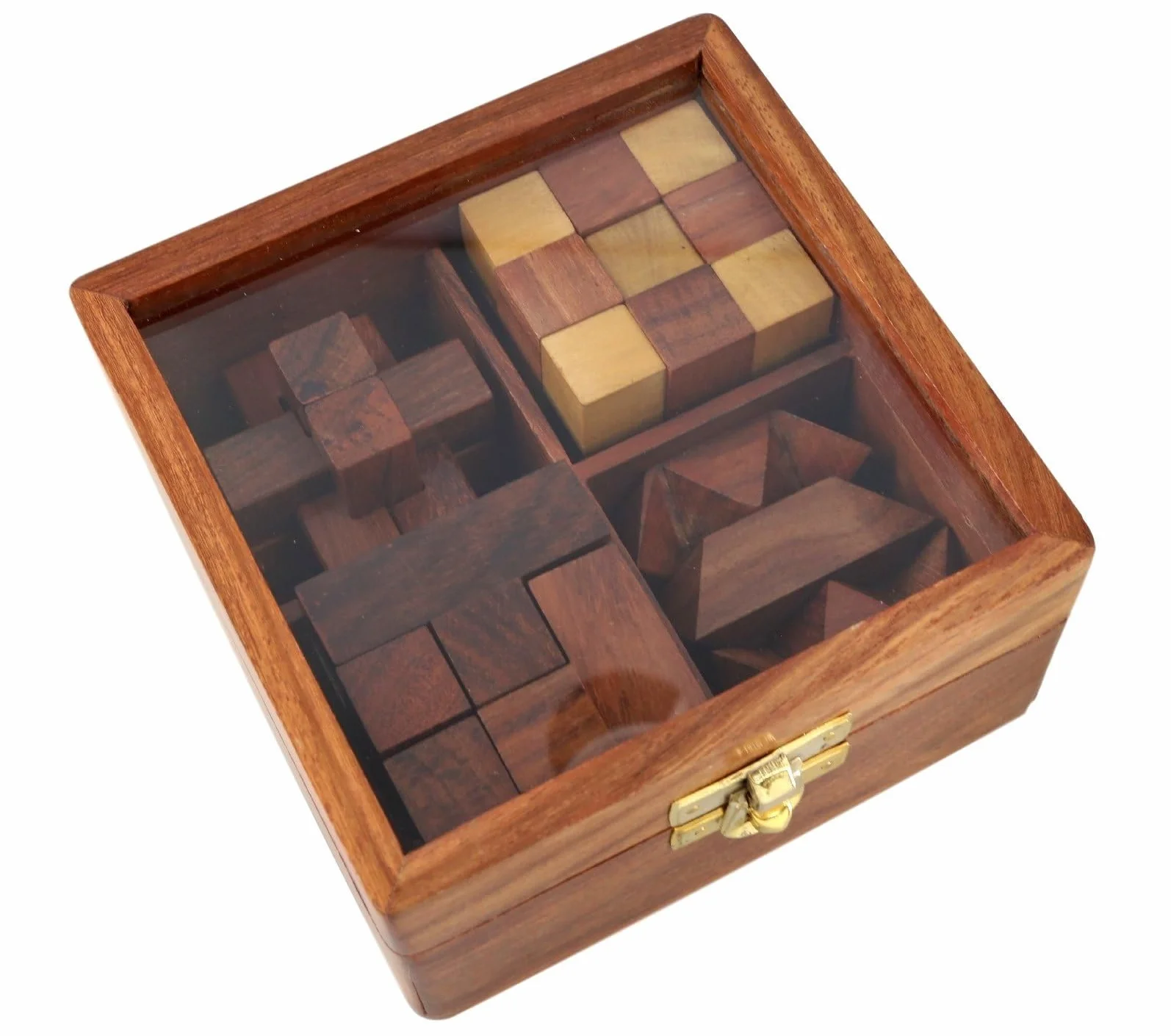 Ajuny Set di Giochi di Puzzle in Legno - Rompicapo 3D Impegnativi per Adolescenti e Adulti con Scatola Portaoggetti Decorativa per Test del QI Regali di Gioco Fatti a mano