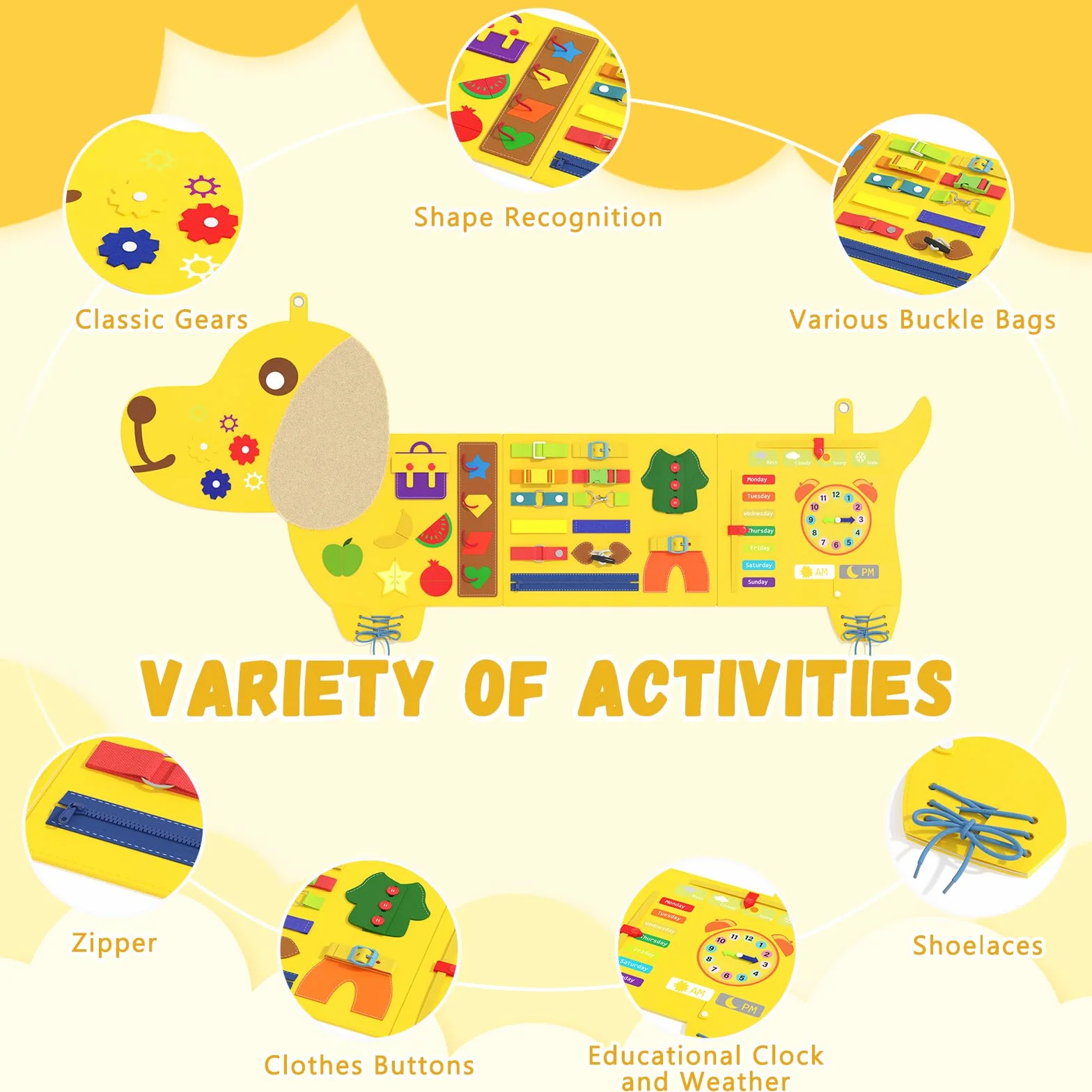 Giocattolo da parete per bambini, sensoriale Montessori Busy Board, cubo di attività in feltro per bambini, giocattolo sensoriale montato a parete, regalo per ragazzi e ragazze, 3-6 anni