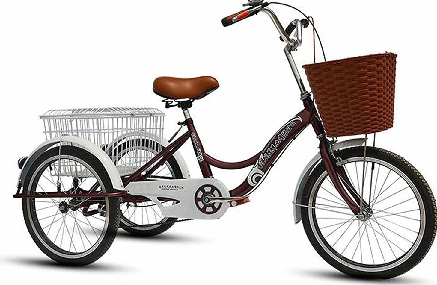 Tricicli di carico per adulti, bici da cruc, triciclo per adulti, pedale di manodopera da 50,8 cm con sedile regolabile, bicicletta a 3 ruote con cestino per la spesa, Lights Bell for Men