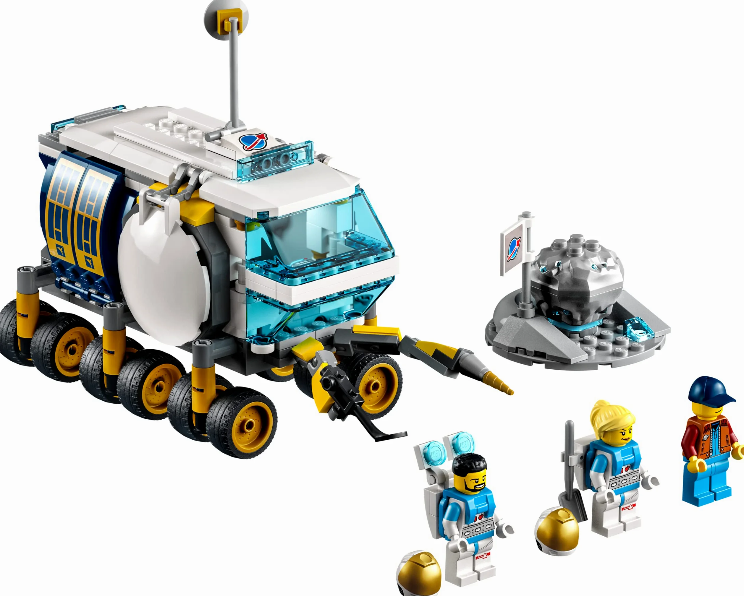 LEGO City Rover Lunare, Modello di Veicolo Spaziale Giocattolo Ispirato alla Base della NASA con 3 Minifigure di Astronauti, Giochi per Bambini e Bambine da 6 Anni, Idea Regalo di Compleanno 60348