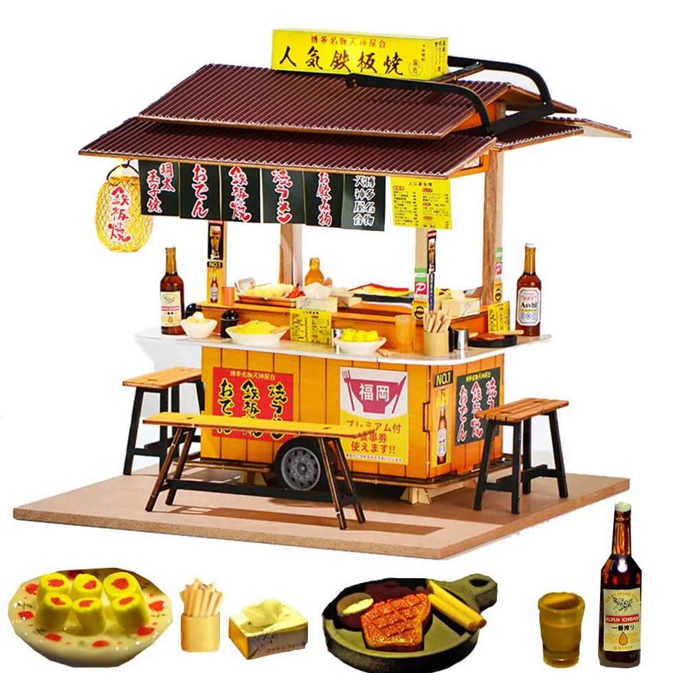 Kit fai da te per casa delle bambole in miniatura, negozio giapponese, casa delle bambole in legno, kit per casa delle bambole con mobili da costruire, giocattolo puzzle per regali creativi