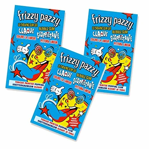 Casa Frizzy Pazzy Bubble Gum Cancellino Multicolore 50 Pezzi Gomme Scoppiettanti Rettangolare