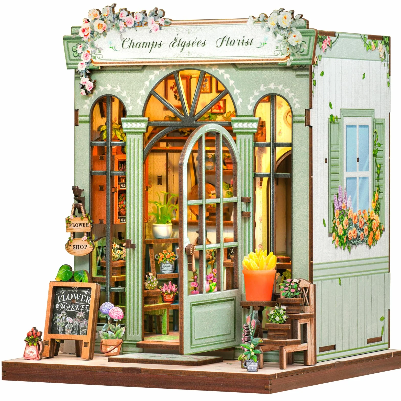 CUTEBEE Kit Angolo Libro - Casa delle Bambole Fai da Te, Casa in Miniatura Fai da Te per Adulti, Set Creativo 3D di Puzzle in Legno e Fermalibri per Decorazione della Libreria | Regalo, 199 Pezzi