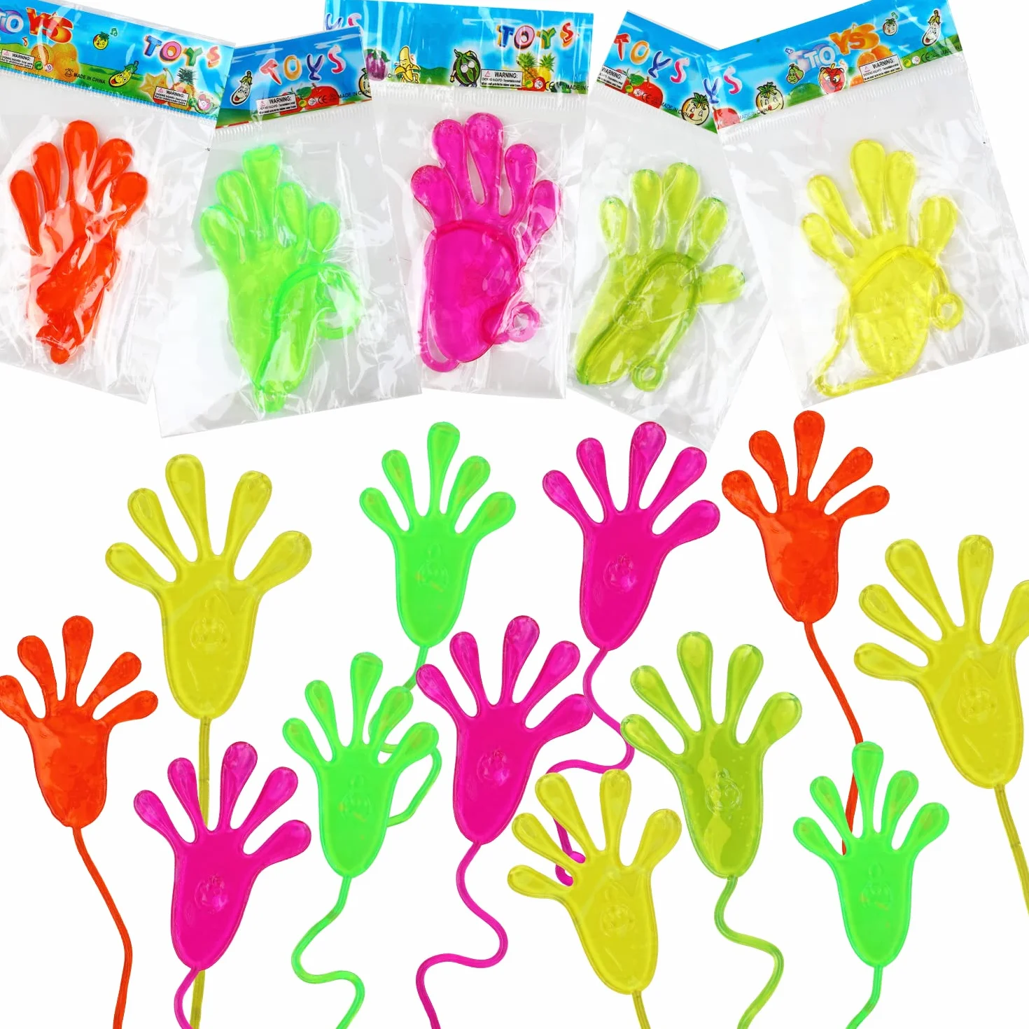 DERAYEE 30 Pezzi Mani Appiccicose,Sticky Hands Giocattoli,Colorati Manina Appiccicosa,Gadget Compleanno Regalo Feste per Bambini