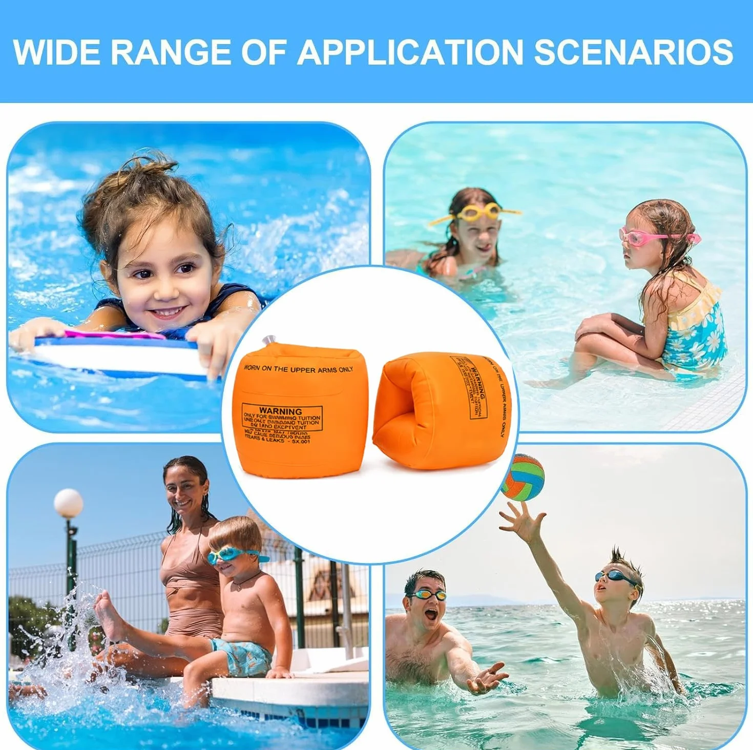 Braccioli Bambini 1-6 Anni – Aiuto per il Nuoto – Gonfiabili Rotondi Sicuri e Comodi per Piscina e Nuoto, Adatti a Bambini 6-30 kg(Arancione))