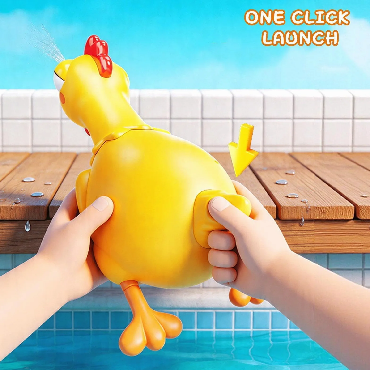 Pistola ad acqua per bambini Gallina Divertente Grande Capacità Lunga | Spruzzatore d'Acqua da All'Aperto Per Bambini Oltre 6 Anni Piscina Spiaggia Cortile