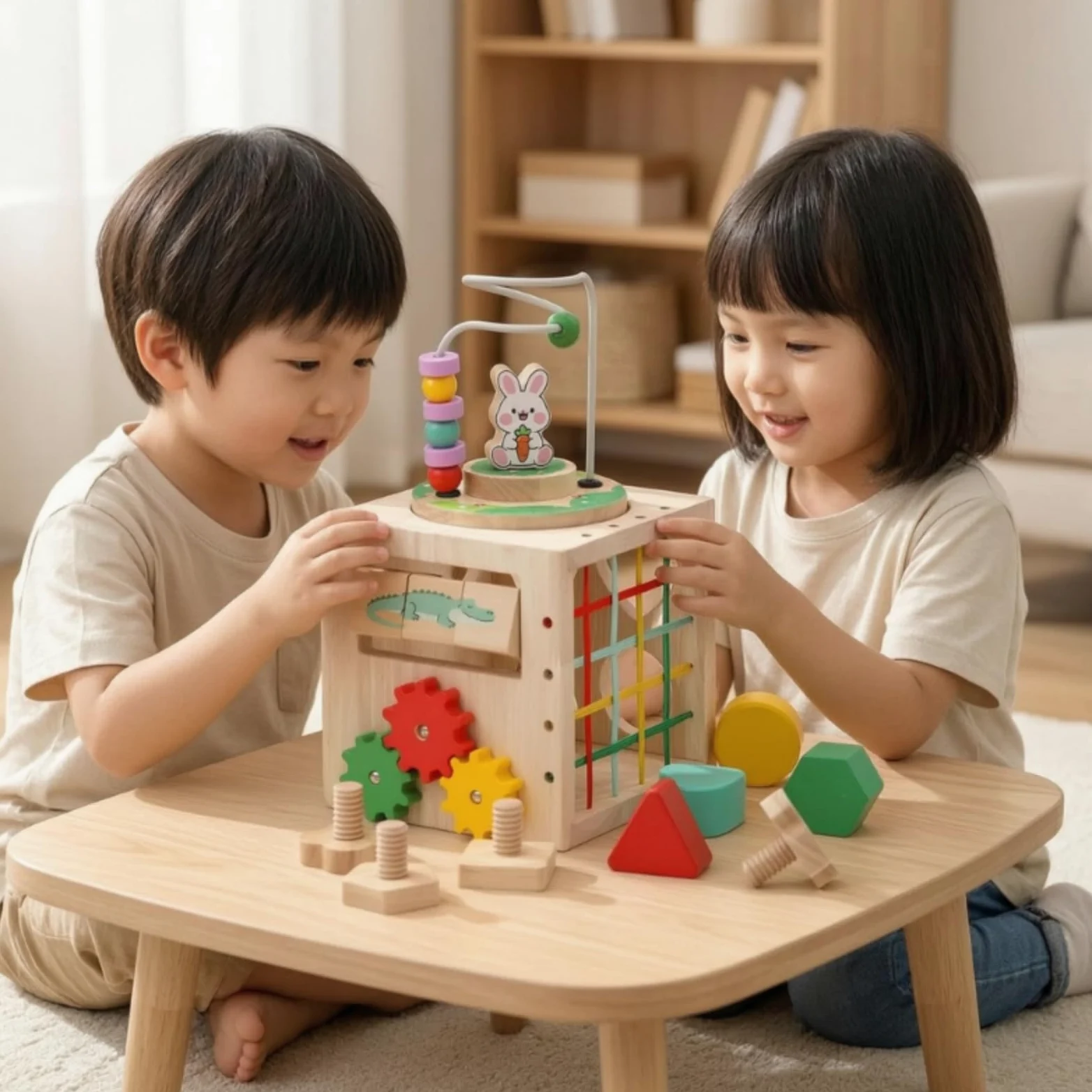 Gralara Cubo Multiattività Multifunzione Cubo attività in Legno Educativo Giocattolo per Neonati