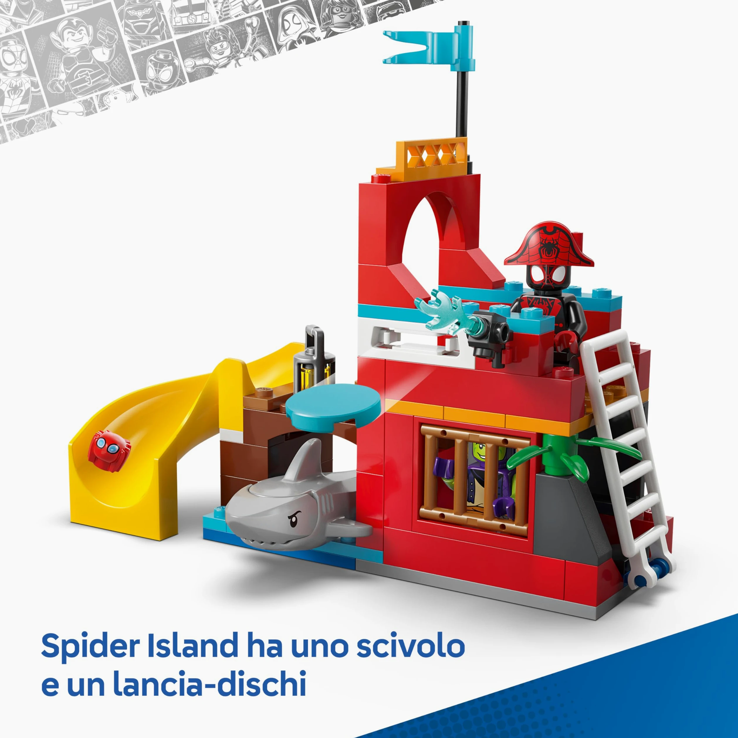 LEGO ǀ Marvel Nave Pirata del Team Spidey - Set dei Supereroi con Nave Giocattolo, 2 Barche e 4 Minifigure - Regalo per Bambini da 4 Anni Fan dello Show Spidey e i Suoi Fantastici Amici - 11208