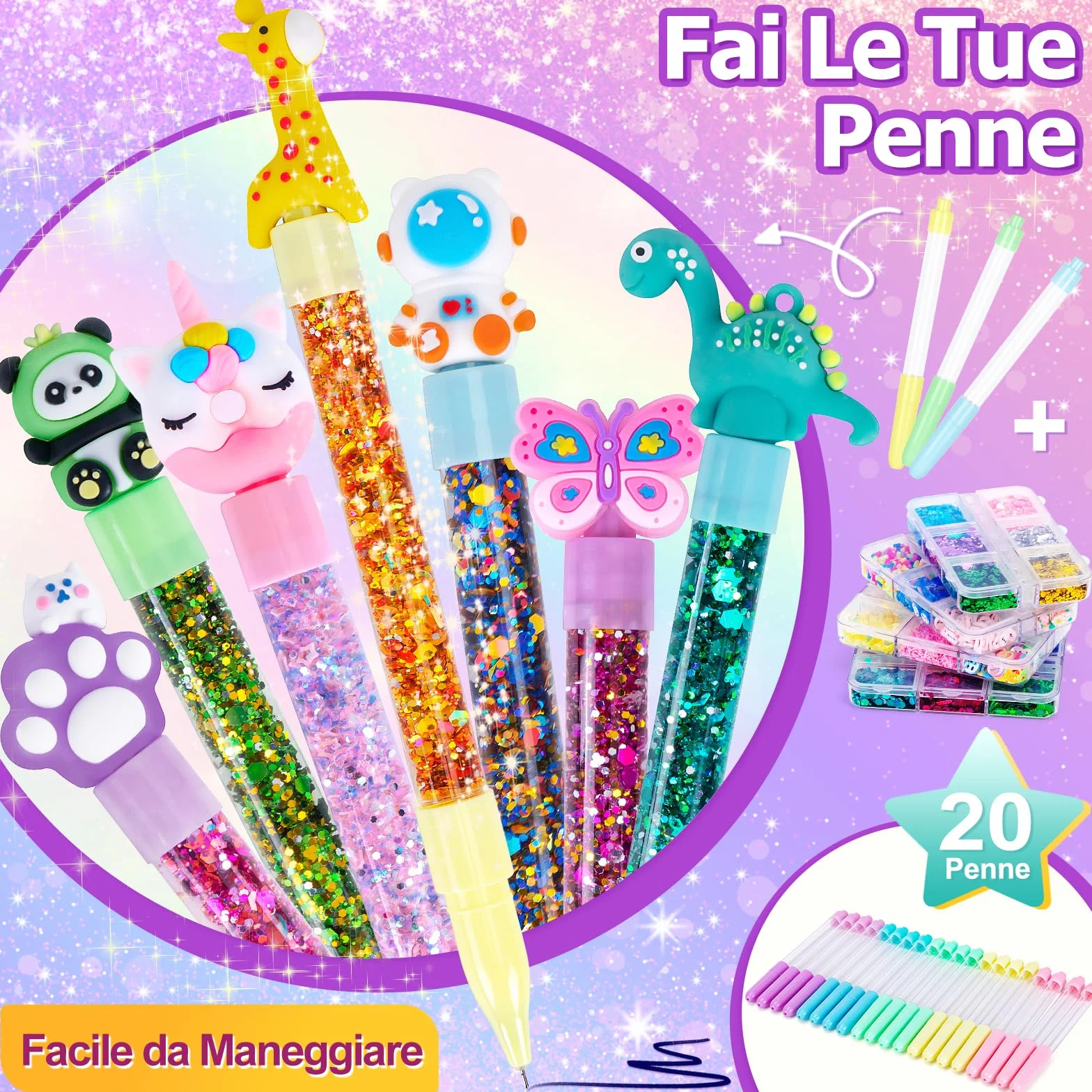 Kazzley Fabbrica delle Penne con 20 penne, Lavoretti Creativi per Bambino 6-10 Anni, Set di Cancelleria 5-12 Anni