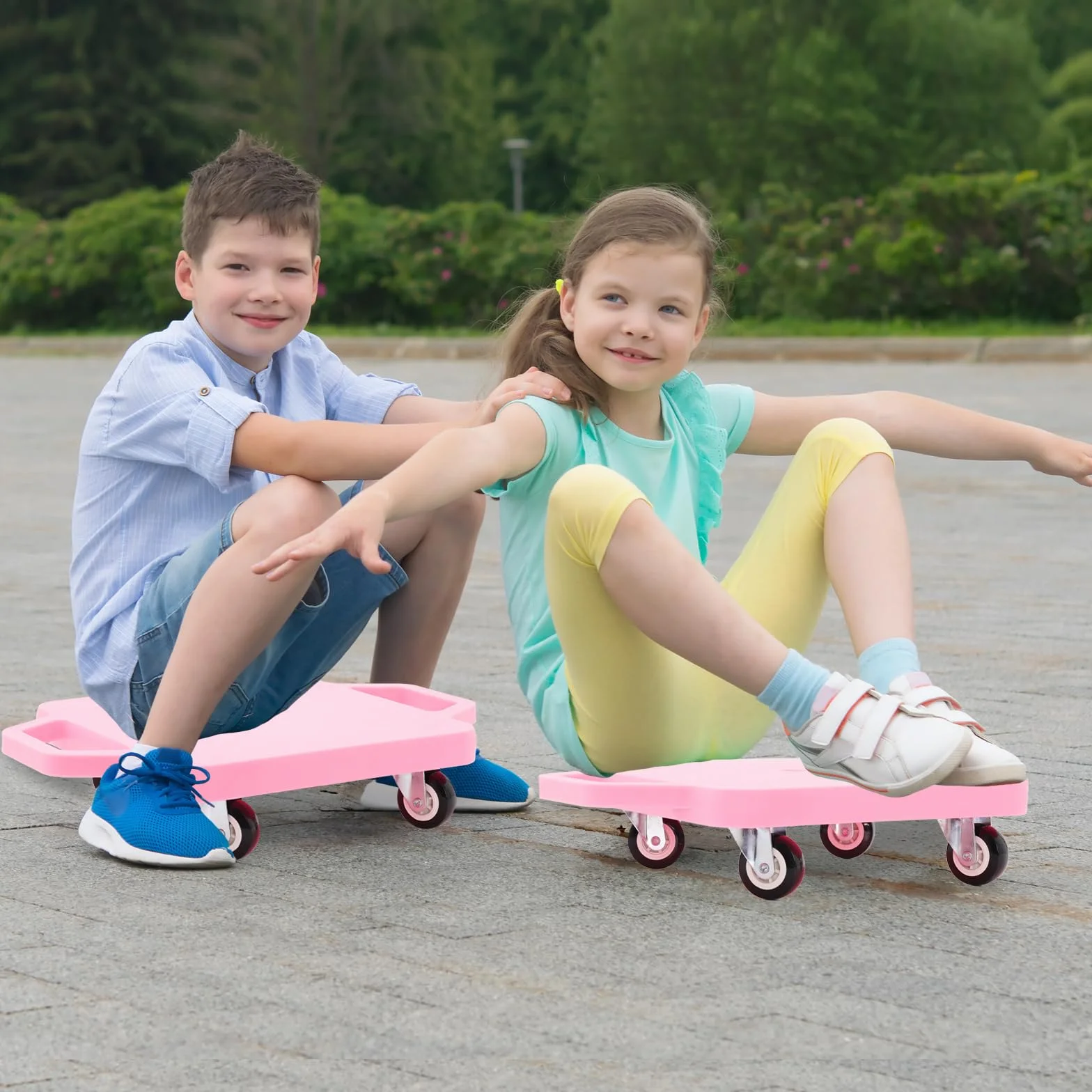 Ark miido Kids Sitting Scooter Board with Handles Swivel Casters Square Plastic Floor Surfer
