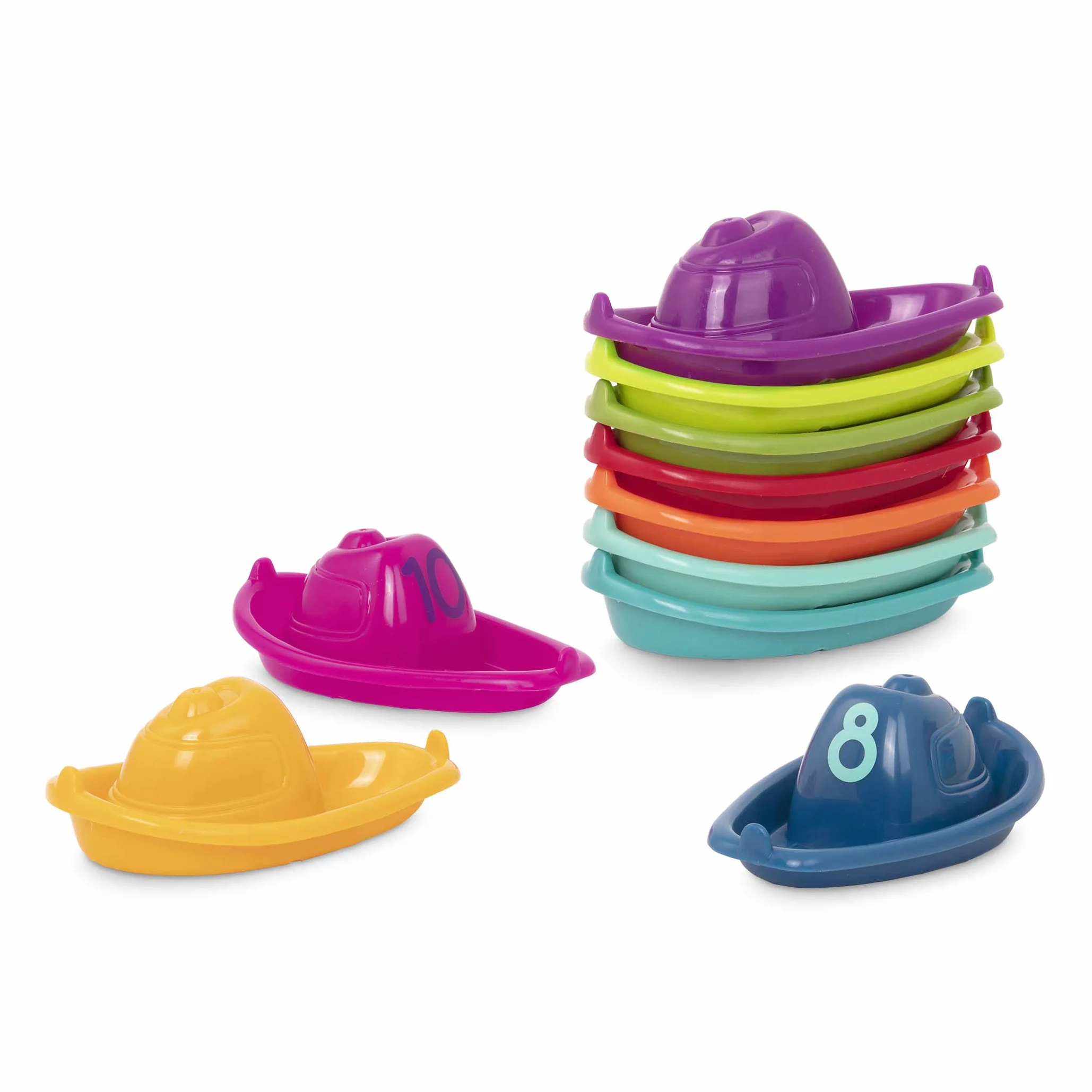 Battat - Barche impilate - Giocattolo da bagno numerato e impilabile - Barchette galleggianti per il bagno, la piscina e la spiaggia - Giocattolo educativo - 6 mesi +