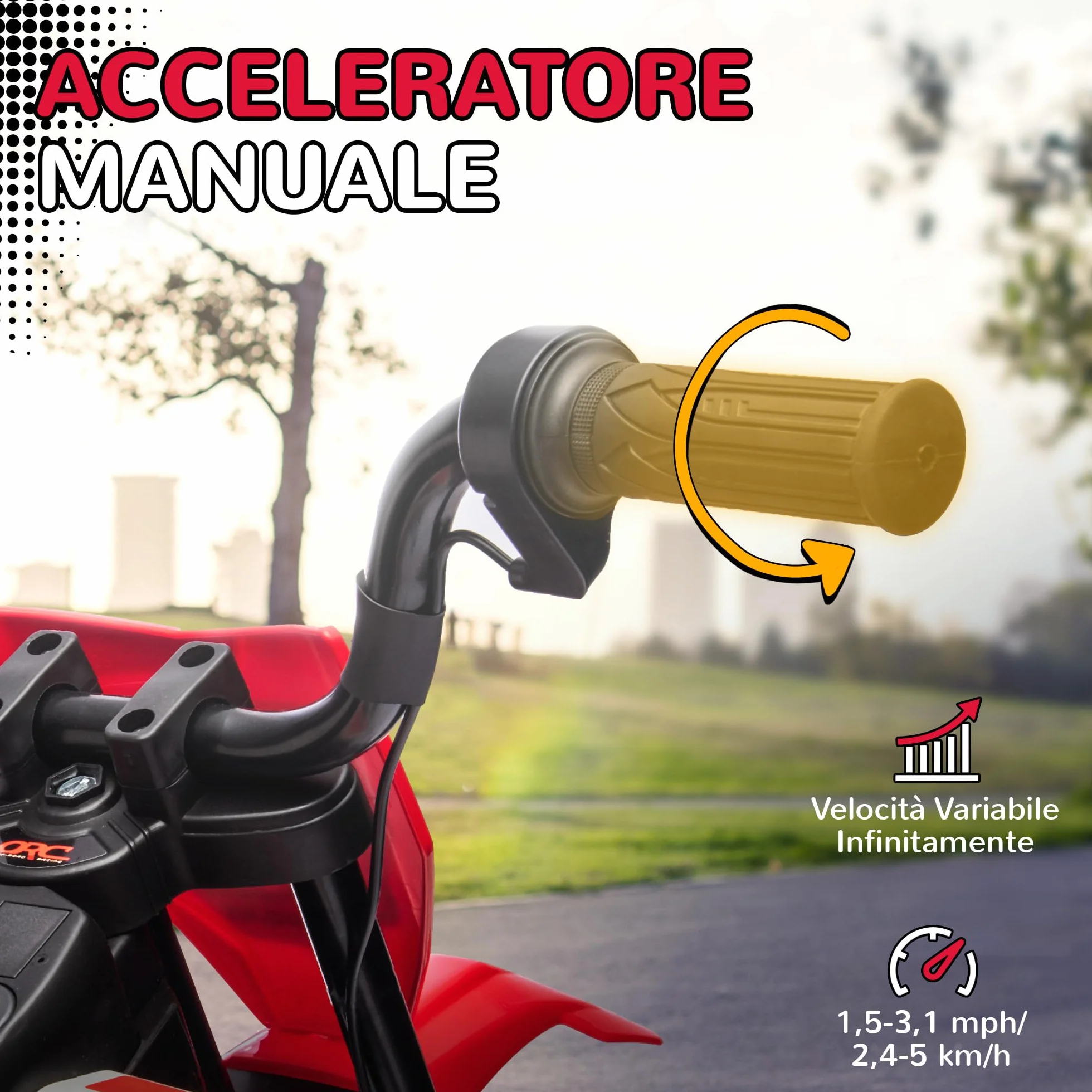 AIYAPLAY 12V Moto Elettrica per Bambini 3-6 Anni con 2 Motori e Acceleratore Manuale, Mini Moto Cross per Bambini con Sospensione, Ruote Rimovibile, Indicatore di Carica, Suoni, 2.4-5km/h, Rosso