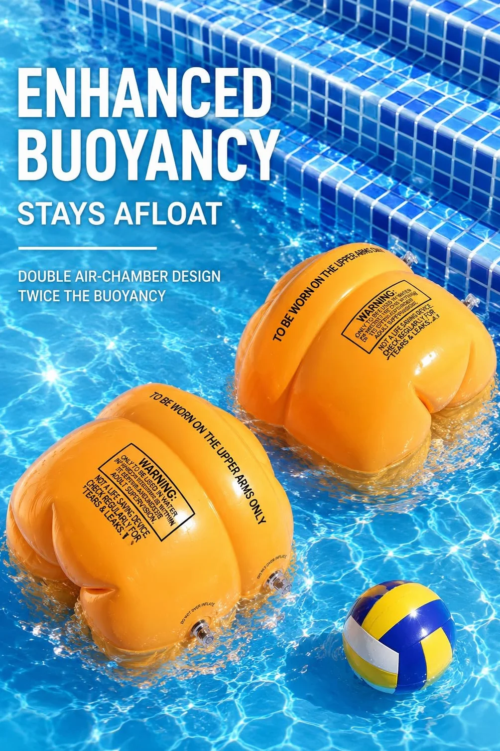 Braccioli Bambini 1-6 Anni – Aiuto per il Nuoto – Gonfiabili Rotondi Sicuri e Comodi per Piscina e Nuoto, Adatti a Bambini 6-30 kg(Arancione))