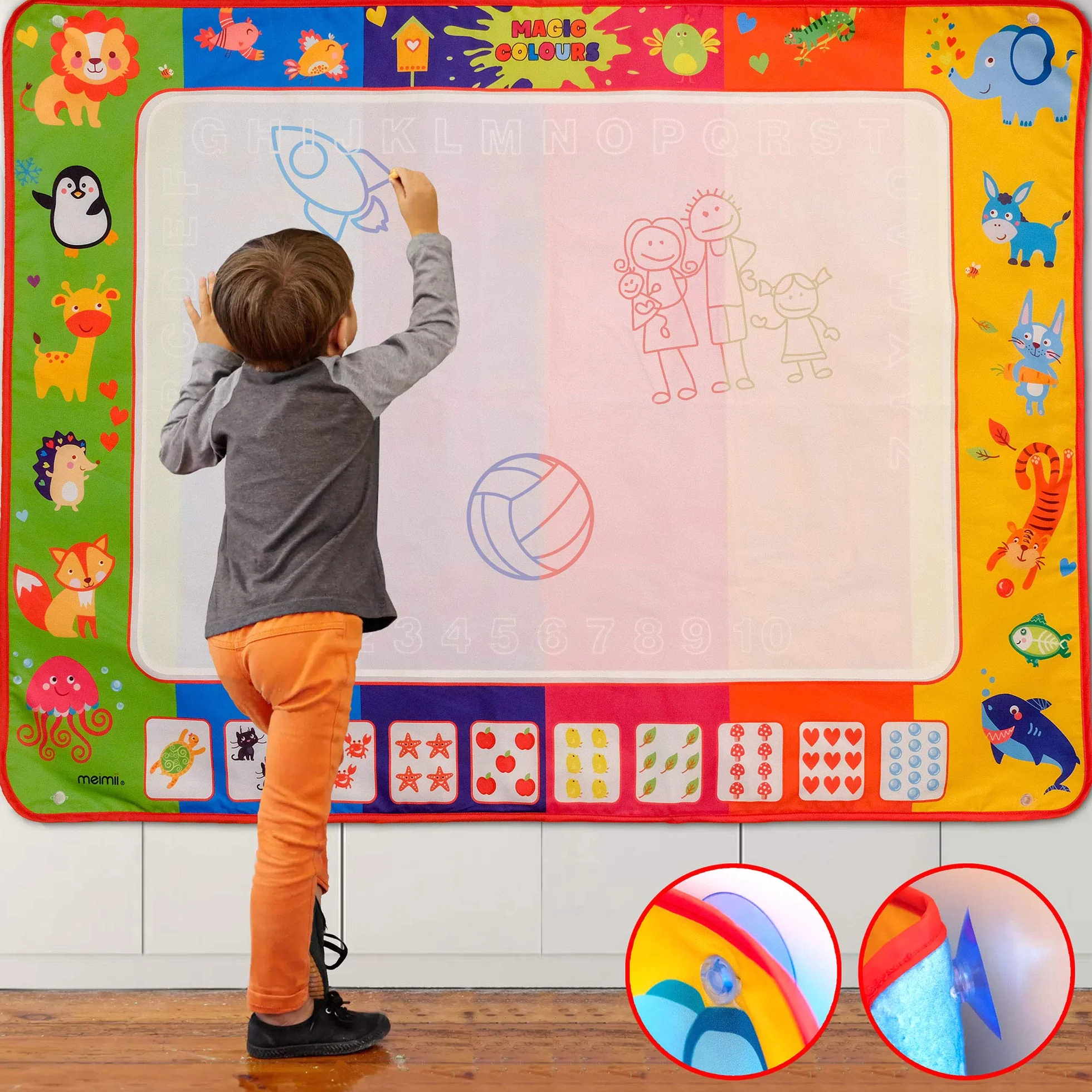 Tappeto Magico 2 Lati 120x90cm Con Accessori, Giochi Educativi e Didattici, Giocattolo per Disegni, Acqua, Bambini 3 anni, Doodle Idea Regalo Design Registrato