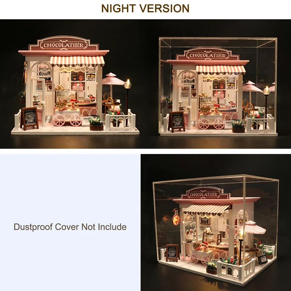 LANRU kit fai da te per adulti,Mini casa delle bambole in miniatura kit fai-da-te con luci a led e mobili per set regalo