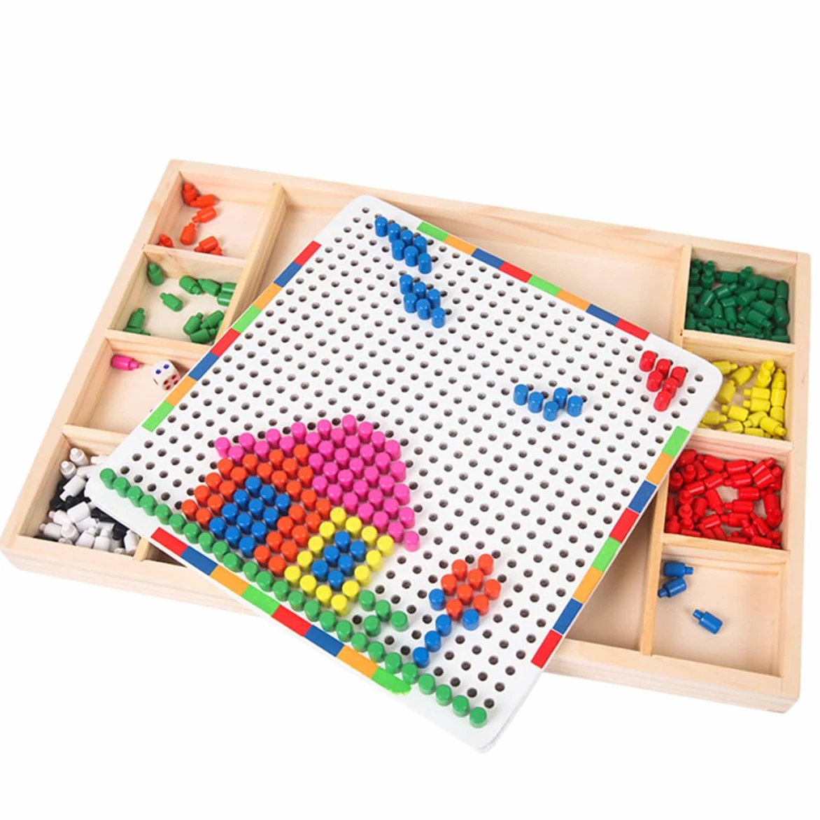 SUPVOX Giocattolo Educativo Puzzle Fungo Chiodini Colorati in Legno, Set per Bambini per Coltivare Riconoscimento dei Colori Creatività e Divertimento Quotidiano