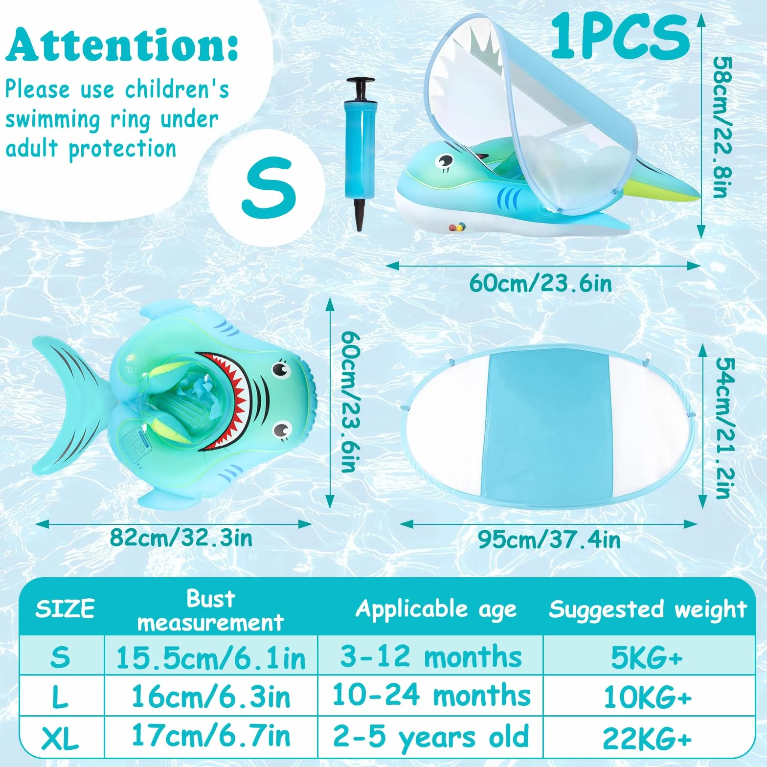 Salvagente Neonato con Parasole, Baby Float Gonfiabile per Neonati 3-72 Mesi, Galleggiante Piscina con Cinture di Sicurezza & Camere d’Aria, Protezione UV per Mare e Piscina