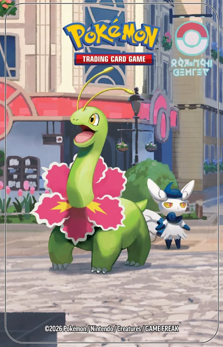 Pokémon: miniscatola da collezione Luminopoli (Meganium e Meowstic) del GCC Pokémon (2 buste di espansione, 1 carta con l’illustrazione Pokémon della miniscatola e 1 foglio di adesivi), Ed. Italiano