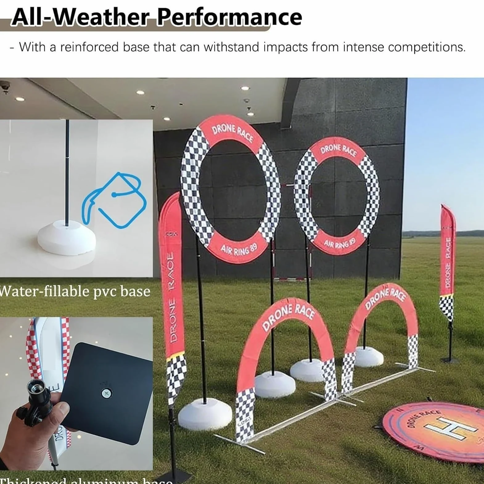 Drone - Kit per corsa ad ostacoli con bandiere, cancello e atterraggio per allenamento indoor e outdoor