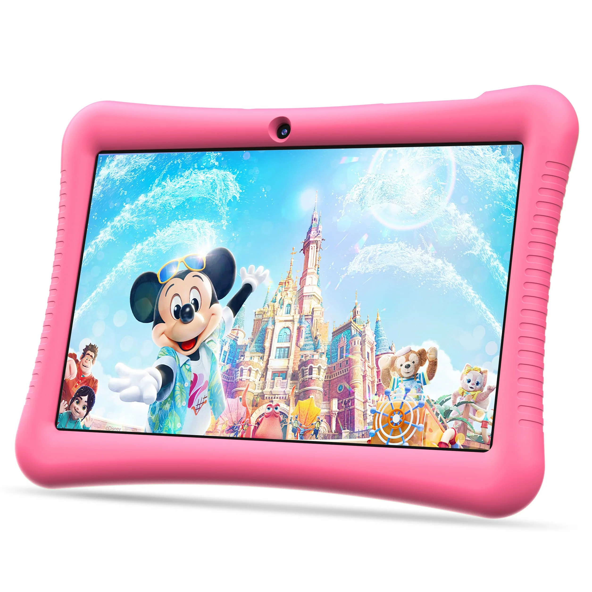 Tablet Bambini 10 Pollici Android 13, 3GB RAM+32GB ROM (256GB Espandibile), Controllo Genitori,1280x800 HD Display, 6000 mAh, WiFi, Doppia Fotocamera con Custodia(Rosa)