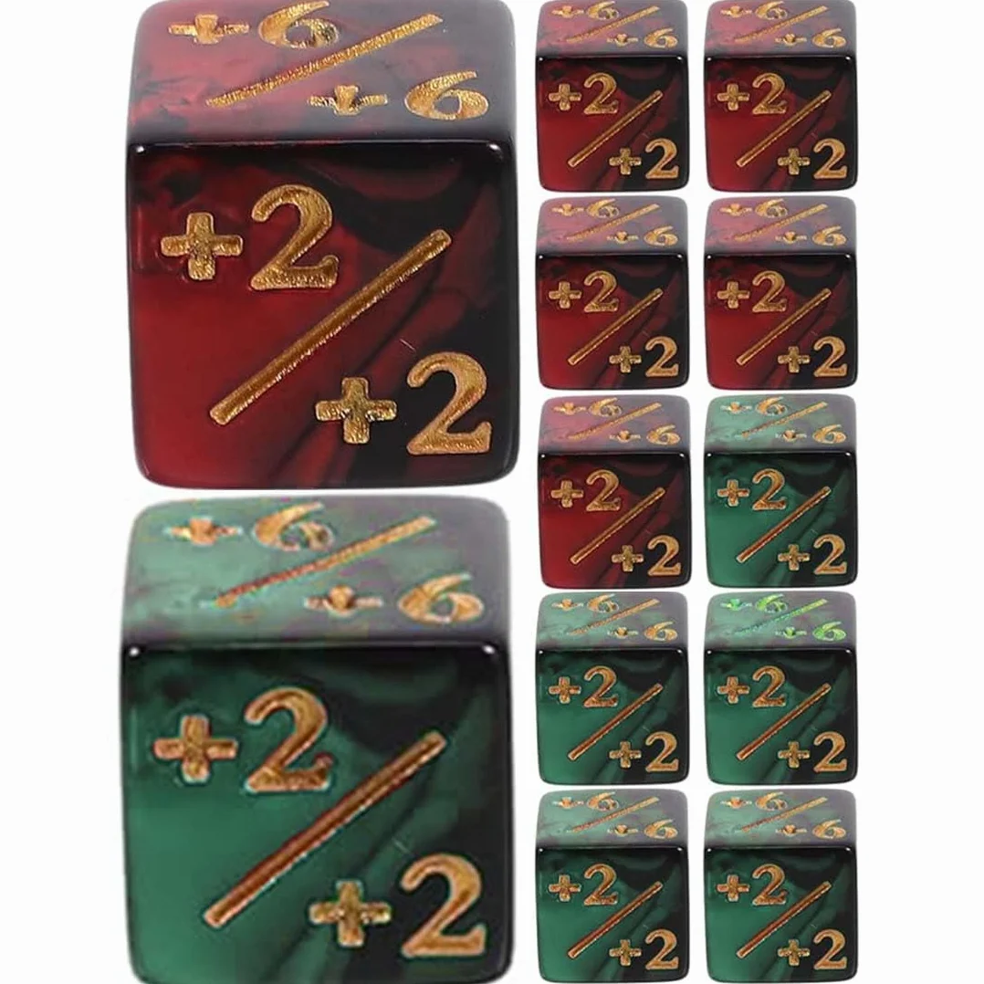 12 pezzi contatori dadi, dadi D6, dadi fedeltà con sacchetti, compatibile con MTG, CCG, accessori per gioco di carte