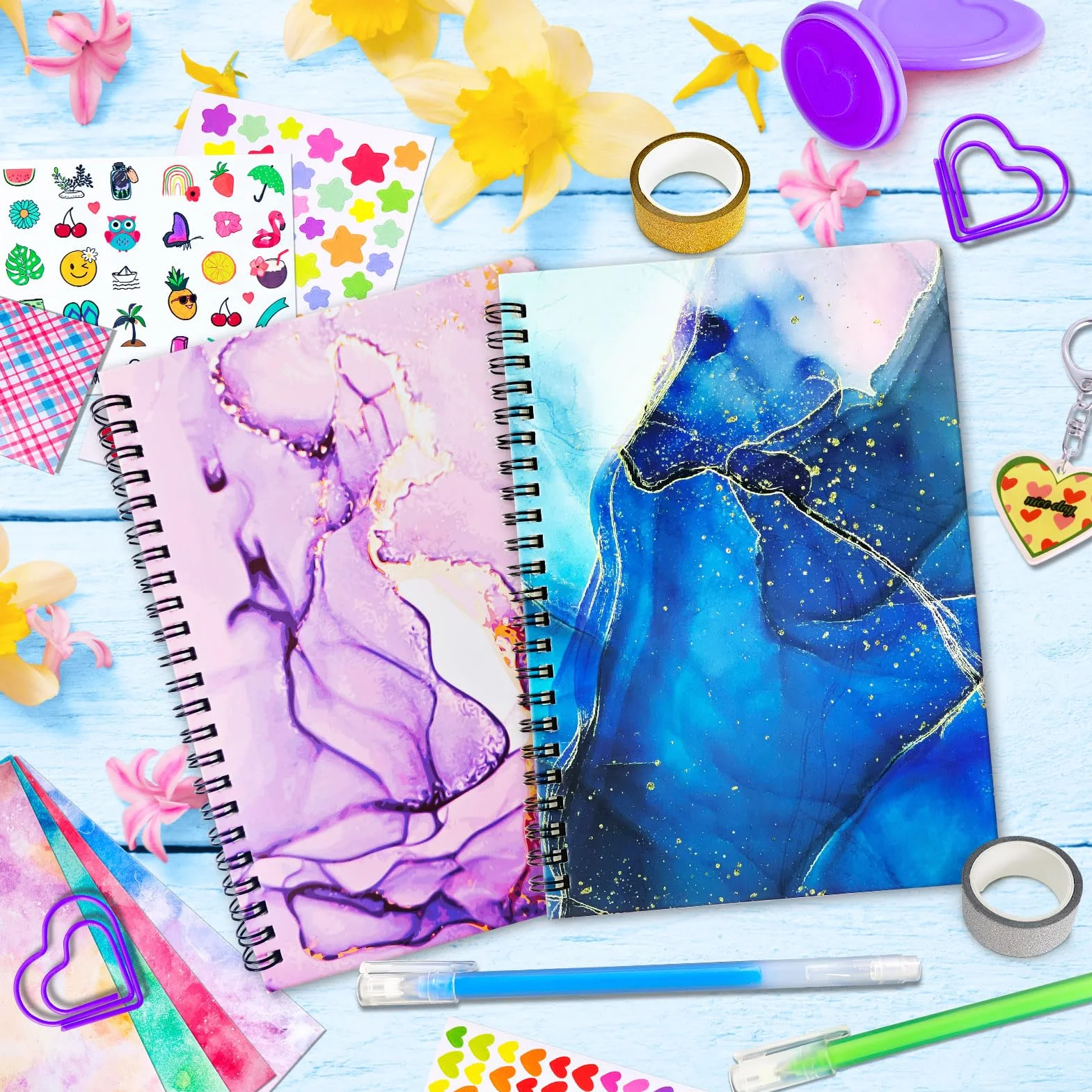 PATIFEED Kit Diario Fai Da Te per Ragazze, Confezione da 2 Set di Diari per Adolescenti, Forniture per Album e Diario per Età 8-14