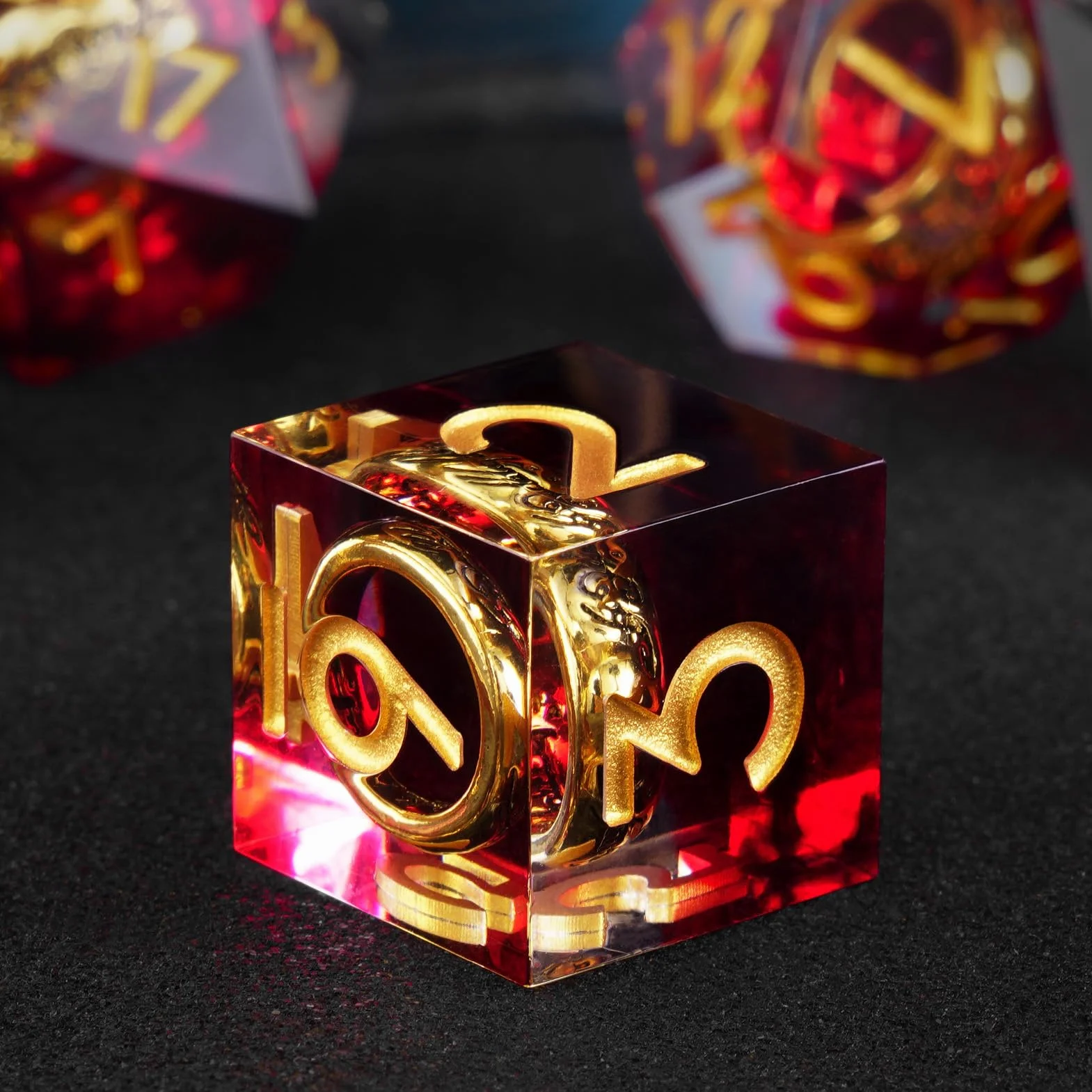 ORUZA DND - Set di dadi D&D fatti a mano, in resina sintetica con bordi appuntiti, per dungeon e dragon, Pathfinder, giochi da tavolo RPG MTG, con confezione regalo, 7 pezzi