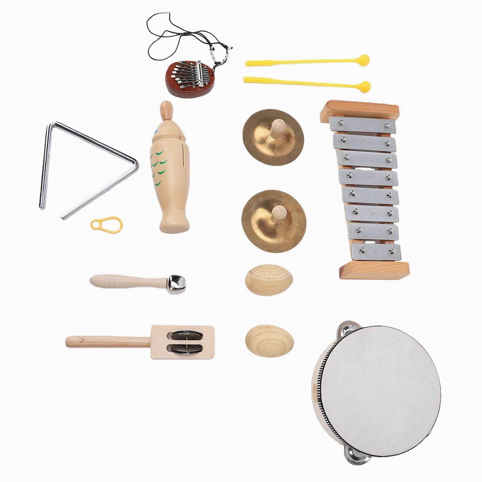 Sxhlseller Set di Strumenti a Percussione per Bambini Piccoli, Giocattoli Musicali in Legno tra Cui Xilofono, Tamburello, Tamburo e Kalimba per la Prima Educazione Dai 3 Anni in su