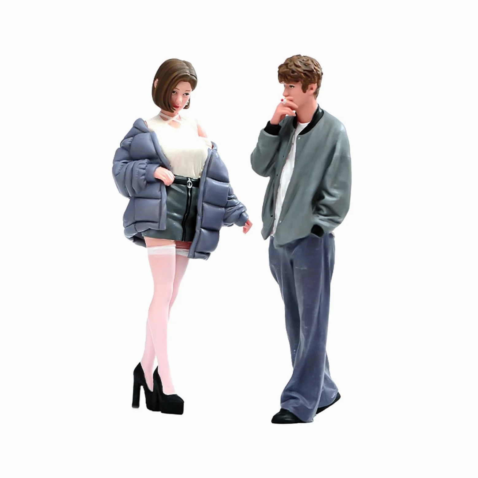 Statuette in Resina di Un Bambino E Una Bambina in 1:24, Ideali per Plastici Ferroviari E Decorazioni da Scrivania.