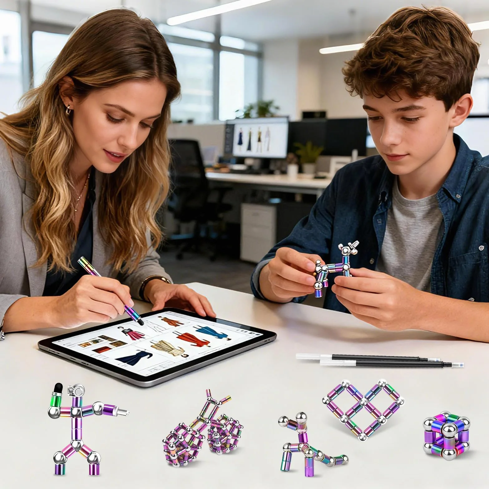 RoserRose Penna Magnetica, Fidget Pen, Pregalo Uomo Compleanno, Regalo Anniversario per Lui, Decompressione Multifunzionale per Scrittura, Regalo Creativo per Uomo, Donna & Adolescenti