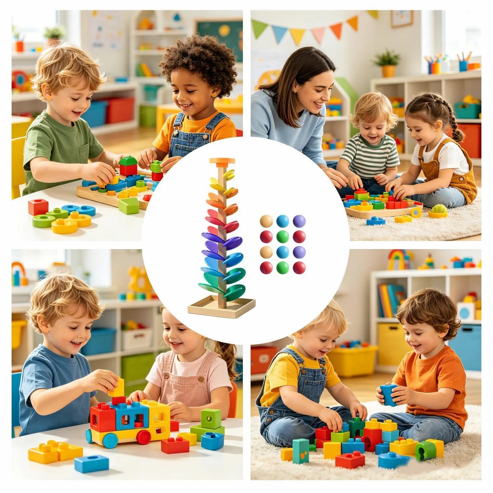 Pista di Biglie Giochi Musicali Con Biglie A Caduta E Smistamento | Di Smistamento Colori Per Bambini Con Albero a Musica Bambini E Bambine Scuola 'Infanzia Sala Giochi Festa