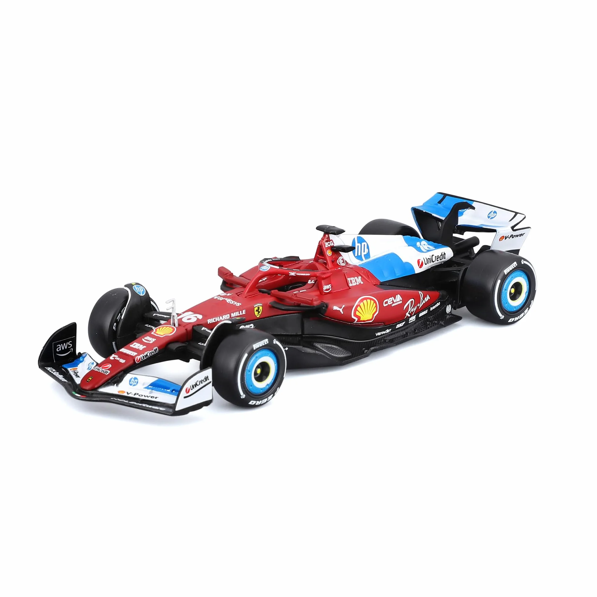 Bburago - Ferrari SF-25 Livrea Miami #16 Charles Leclerc, Modellino Auto Diecast Scala 1:43, Replica Monoposto F1 GP Miami, Livrea Ufficiale Ferrari, Veicolo da Collezione, Età Consigliata 3+ Anni