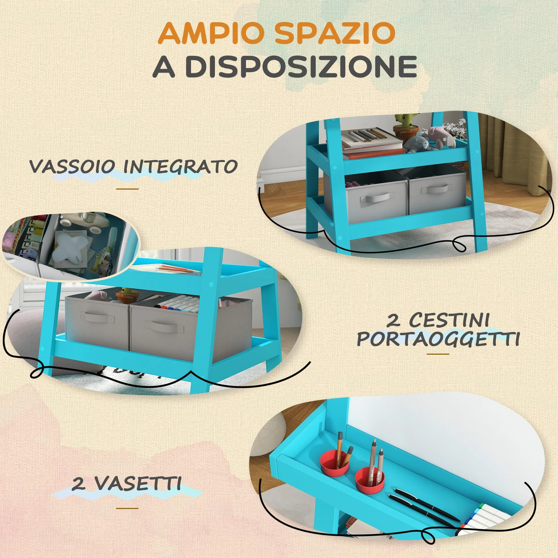 AIYAPLAY Lavagna Magnetica per Bambini a Doppia Facciata con Cavalletto in Legno, Bianco e Nero, Rotolo di Carta e 2 Contenitori, 3-6 Anni
