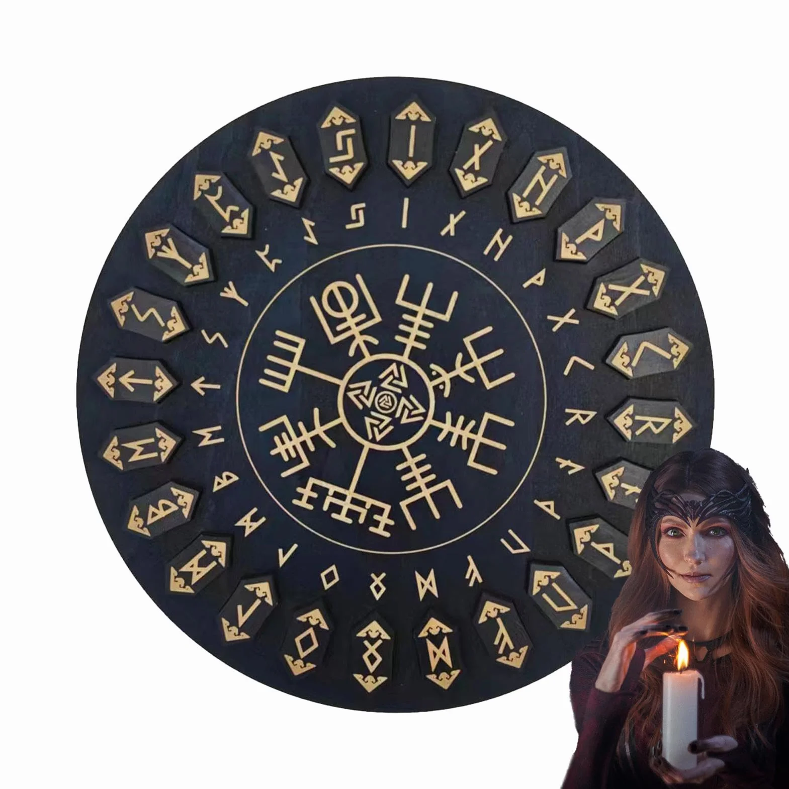 Set di rune in legno per divinazione e meditazione, decorativo per streghe