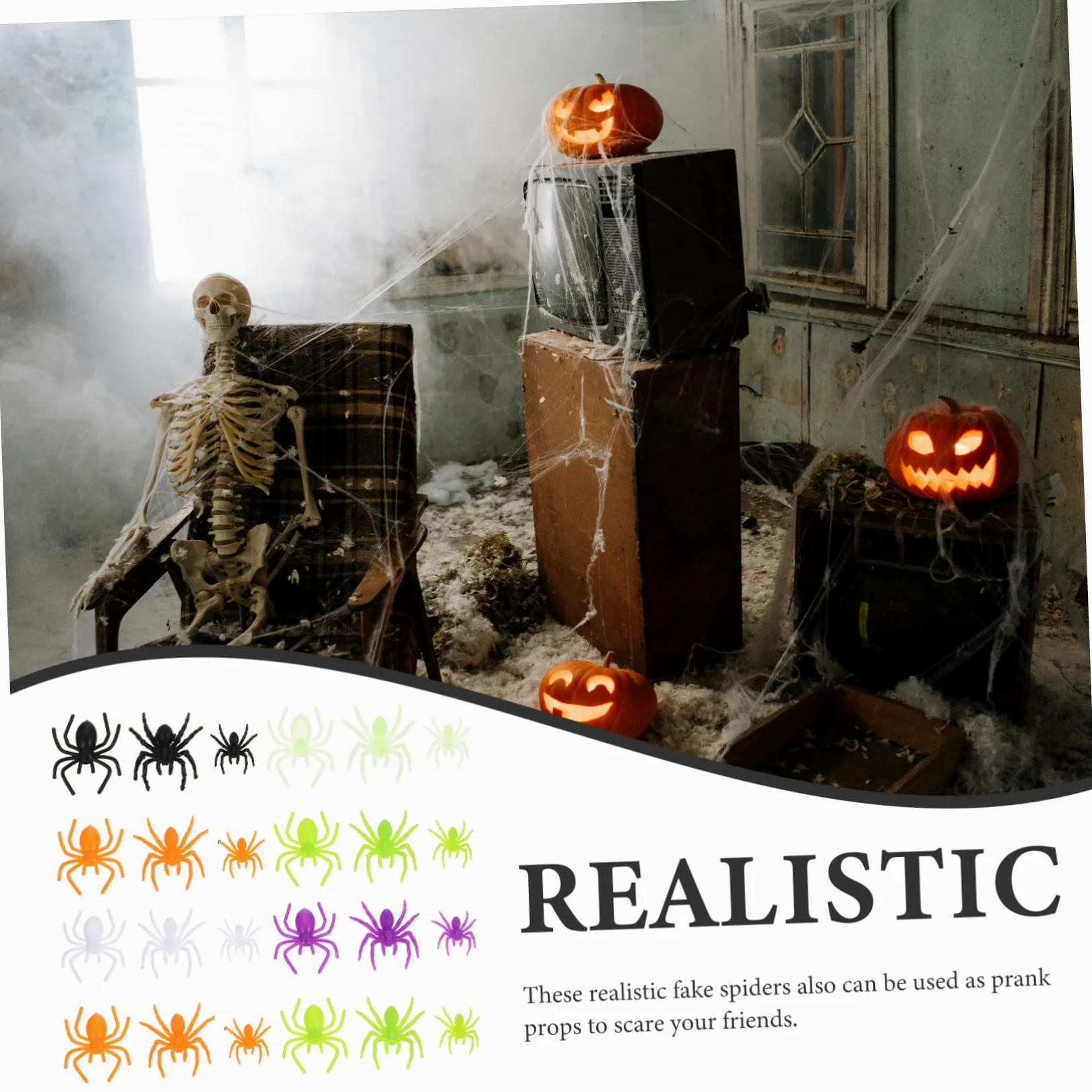 VICASKY 800pezzi Spiders Realistici per Decorazioni Halloween Giocattoli per Scherzi e Ragnatele e Accessori per Party Halloween