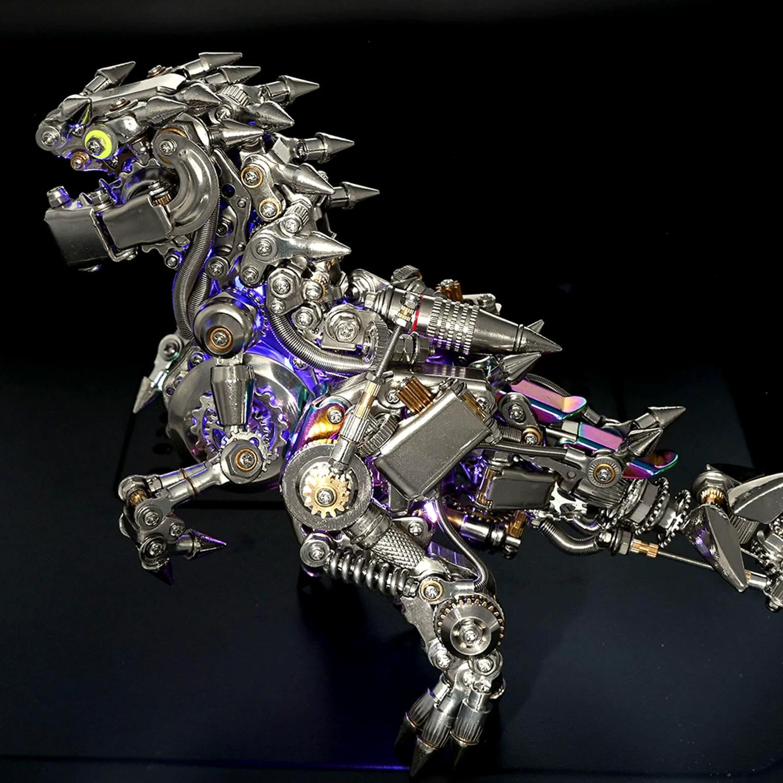 Kit di puzzle 3D in metallo dinosauro - Modello Steampunk T-Rex con ali e opzioni Gat-ling - Set di montaggio fai da te in acciaio inossidabile - Perfetto per adulti, appassionati di artigianato e