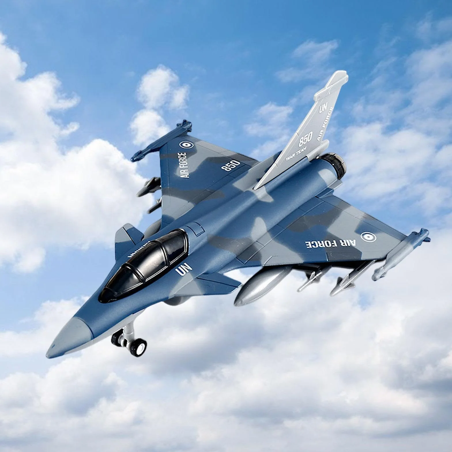 kowaku Aeroplano Tirare Indietro Giocattolo Jet da Combattimento Giocattolo, Regalo di Compleanno, Collezione Giocattolo Aereo Modello in Lega pressofusa, Blu