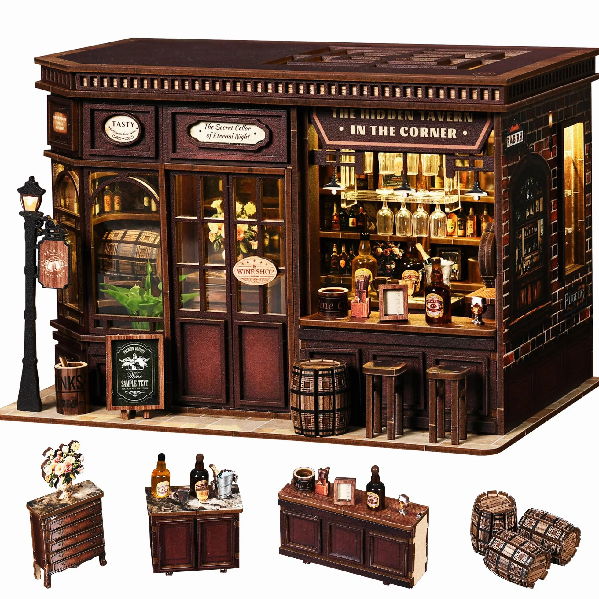 MAKEASY Book Nook Kit - Kit Casa in Miniatura Fai-da-Te per Adulti e Adolescenti, Puzzle 3D in Legno Inserto Decorativo per Libreria, Kit Modellino Tiny House Booknook, Regali Creativi per Famiglia e