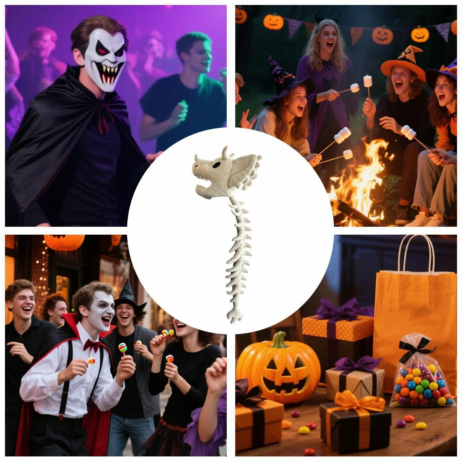 Costume da scheletro di dinosauro per Halloween, realistico, con testa e colonna vertebrale | Costume da dinosauro per cosplay, per giochi di ruolo e palcoscenico
