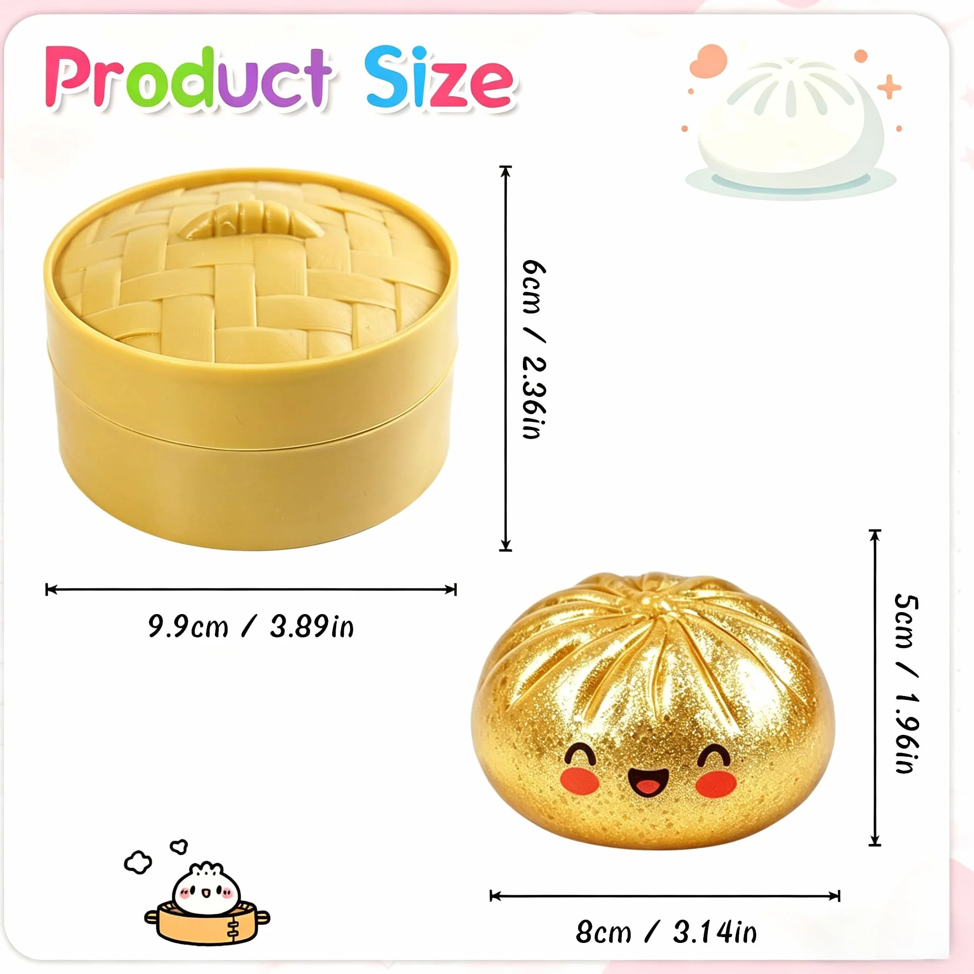 Giant Dumpling Squishy Mystery Bao Bun Antistress Giocattolo Dorato