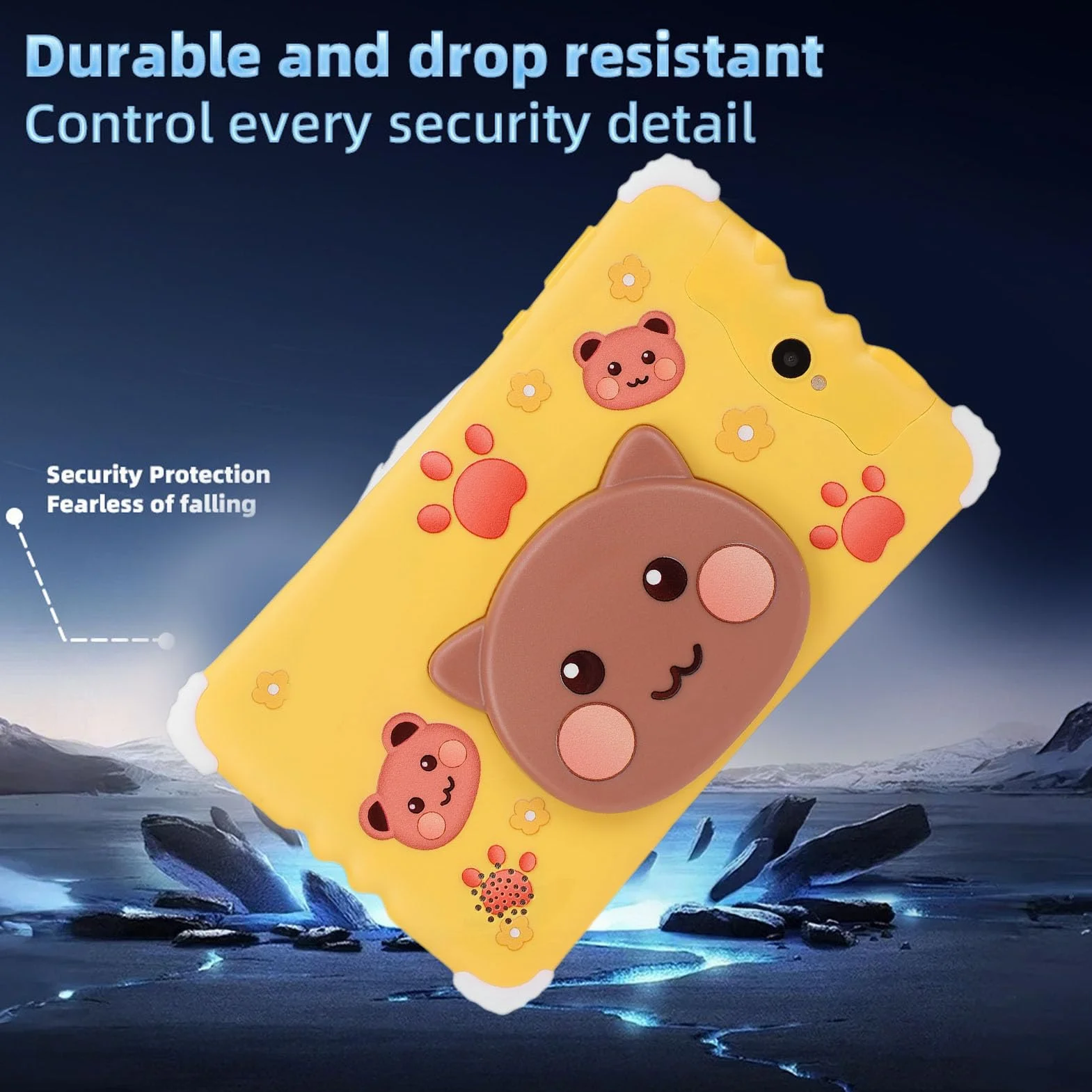 TARSHYRY Tablet per Bambini, Schermo HD 11 Pollici con Custodia Protettiva Robusta e Supporto, Memoria ROM Espandibile 128 GB per L'apprendimento dei Bambini, con Controllo Genitori e (YELLOW)