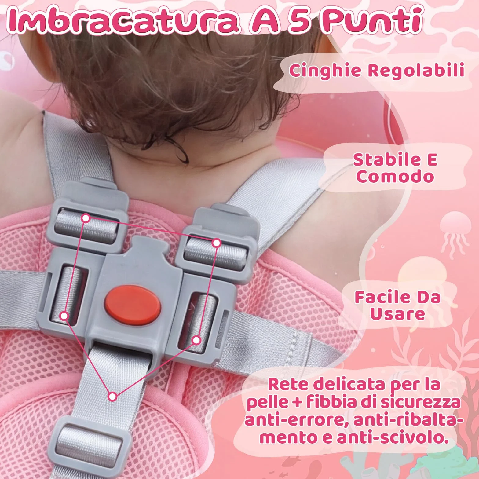IEEILULU Salvagente Neonato, Ciambella Neonato Mare con Parasole Olare Rimovibile UPF50+, Salvagente Bambino con Adesivo di Riparazione per Piscina, Spiaggia, Vacanze da 6 a 36 Mesi