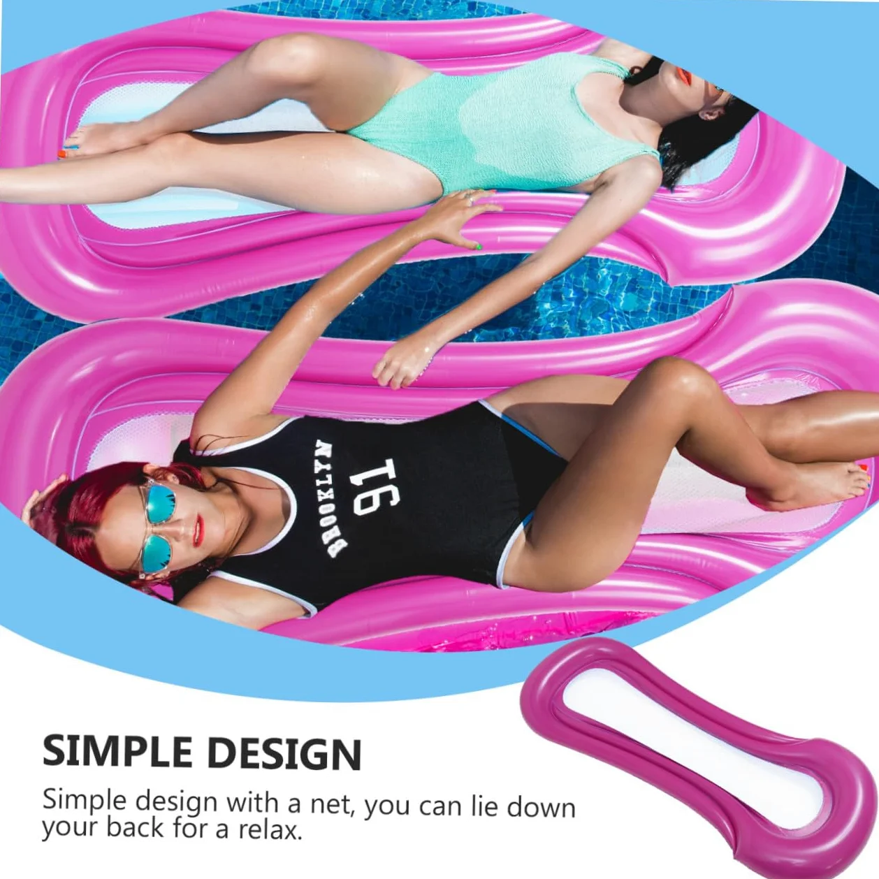 BESTonZON Materassino Galleggiante Portatile Per Piscina Materassino Gonfiabile Pieghevole Rosso Per