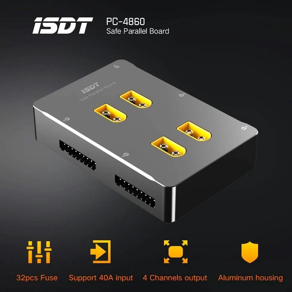 ISDT PC-4860s Lipo Battery Charge Board, 1-8S XT60 Safe Parallel Charge Board Balance Piastra di ricarica per RC Caricabatteria batterie al litio (4 canali)